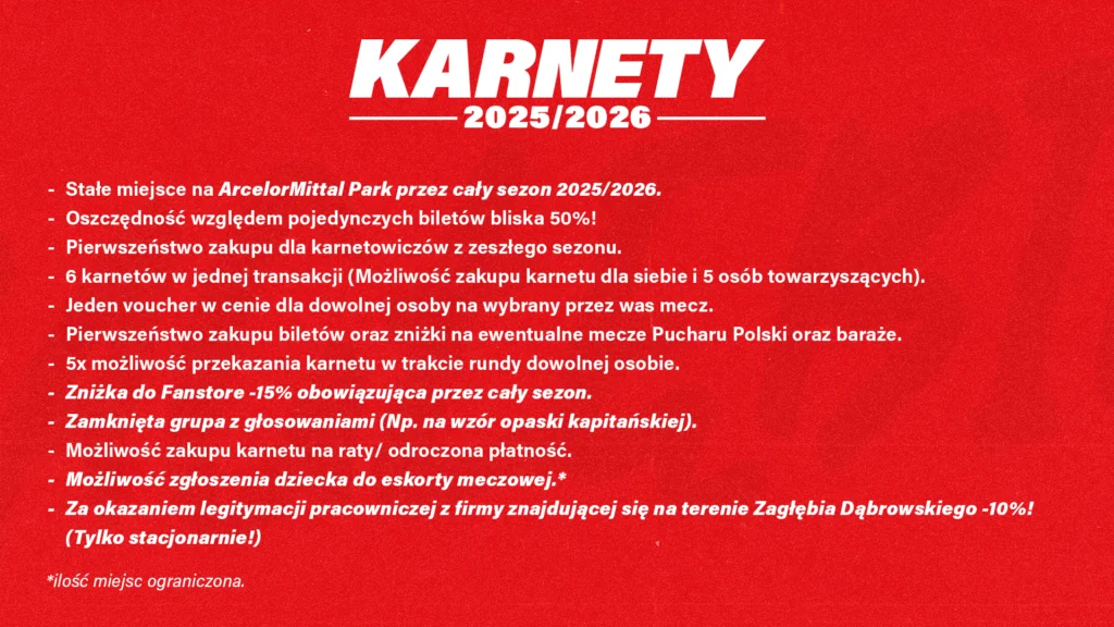 Karnety plakat Zagłębie Sosnowiec